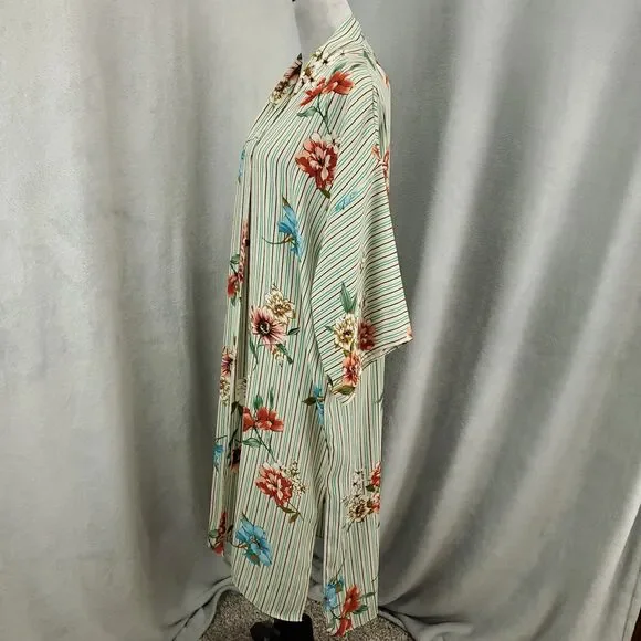 Umgee Cardigan Xl 1XL Mixed Pattern Striped Floral Print Open Front Duster - Picture 12 of 12